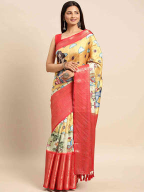  Kalamkari Pattu Banarasi Silk Saree