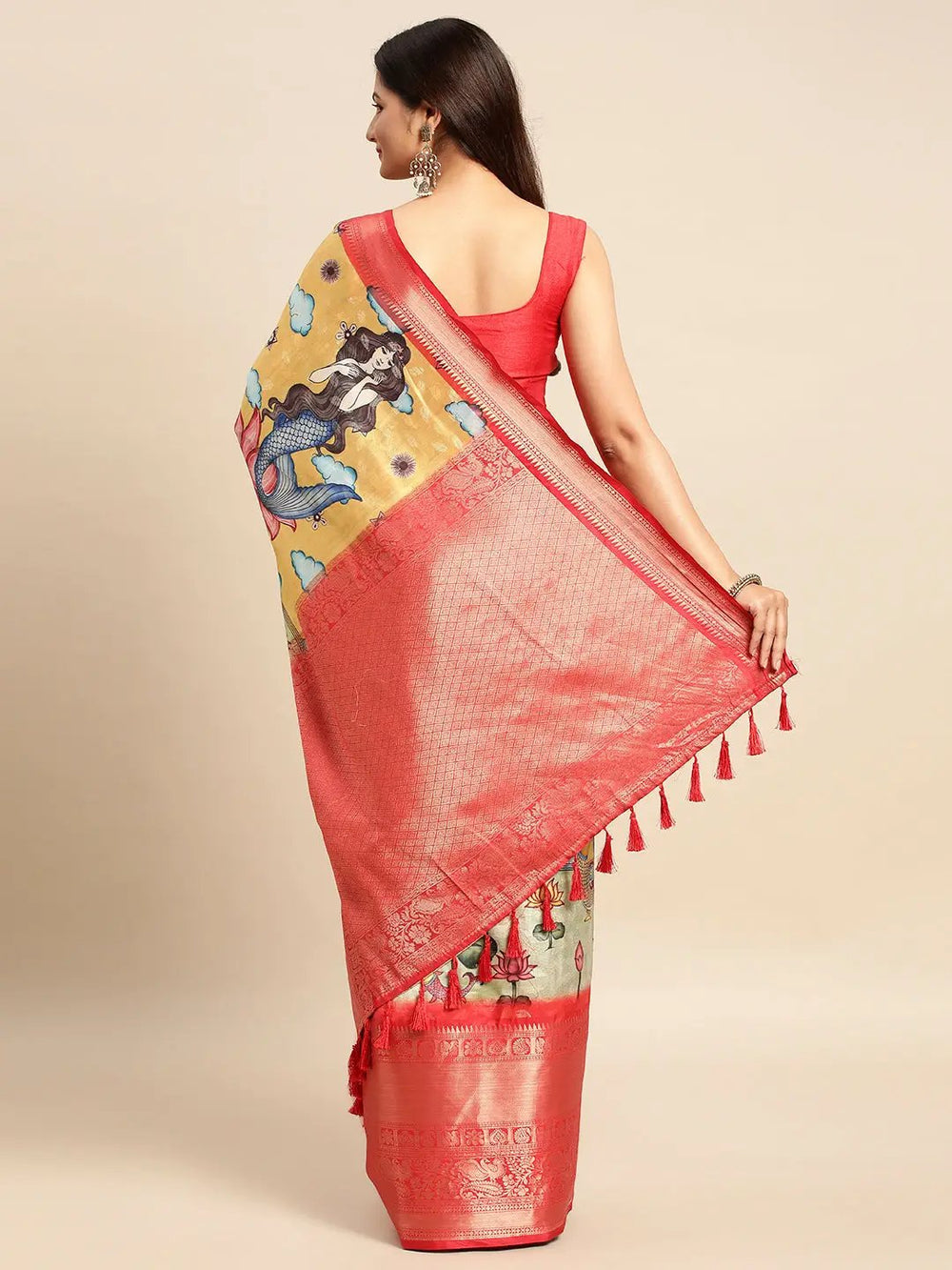  Kalamkari Pattu Banarasi Silk Saree