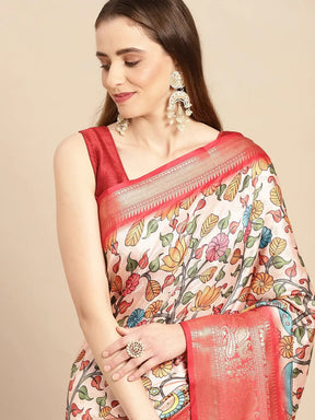  Kalamkari Pattu Banarasi Silk Saree    collapse