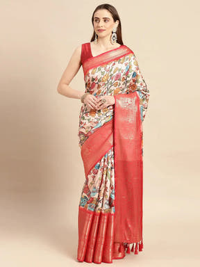  Kalamkari Pattu Banarasi Silk Saree    collapse