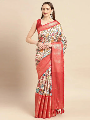  Kalamkari Pattu Banarasi Silk Saree    collapse