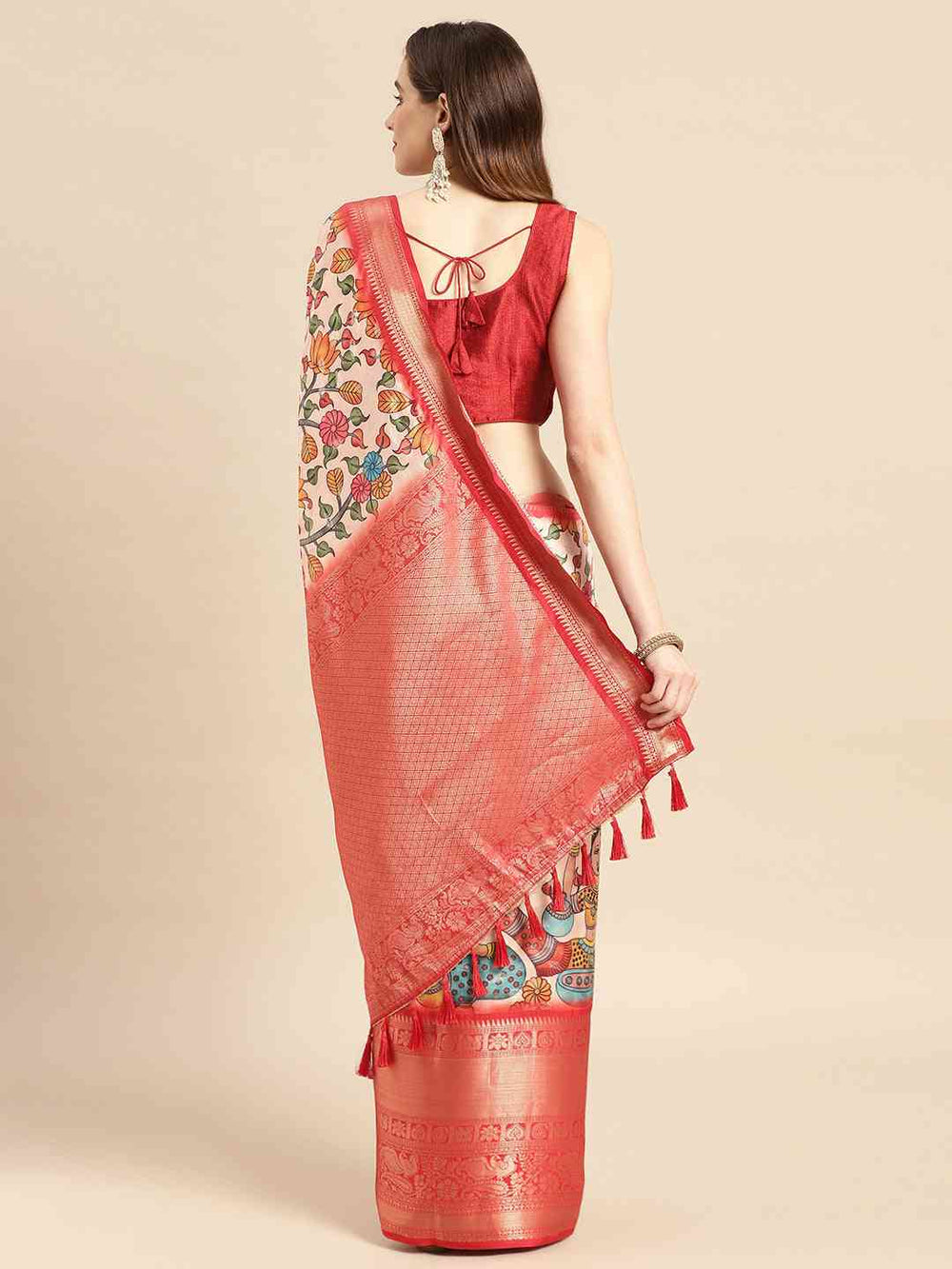  Kalamkari Pattu Banarasi Silk Saree    collapse