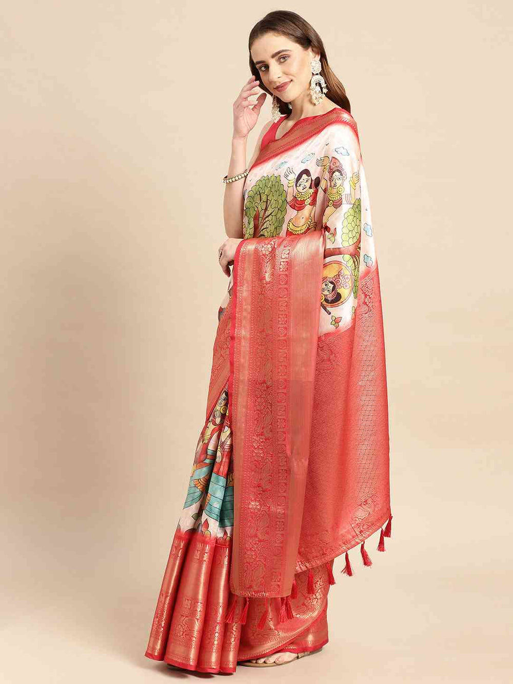 Kalamkari Pattu Banarasi Silk Saree    collapse