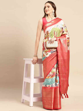 Kalamkari Pattu Banarasi Silk Saree    collapse