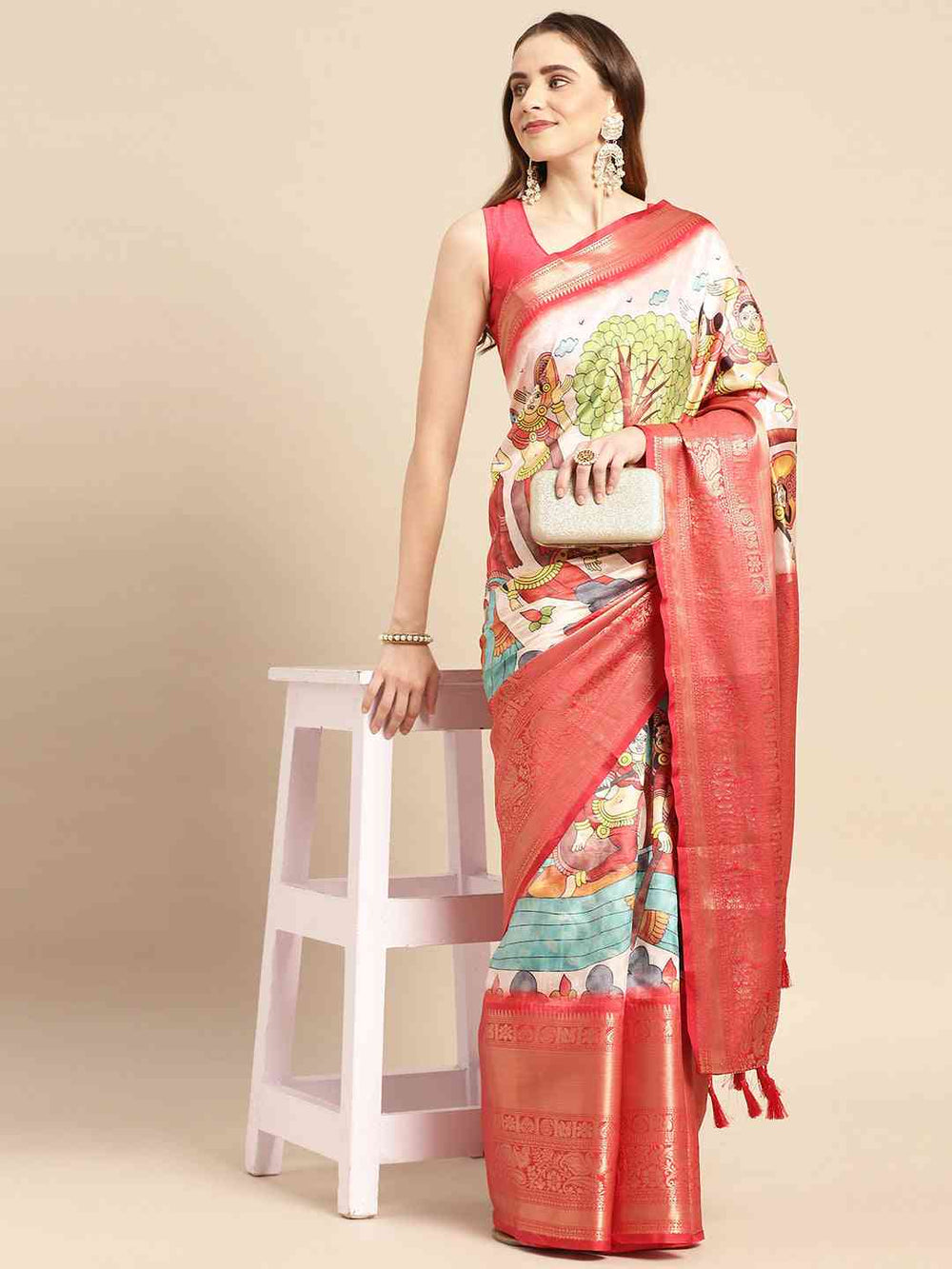 Kalamkari Pattu Banarasi Silk Saree    collapse