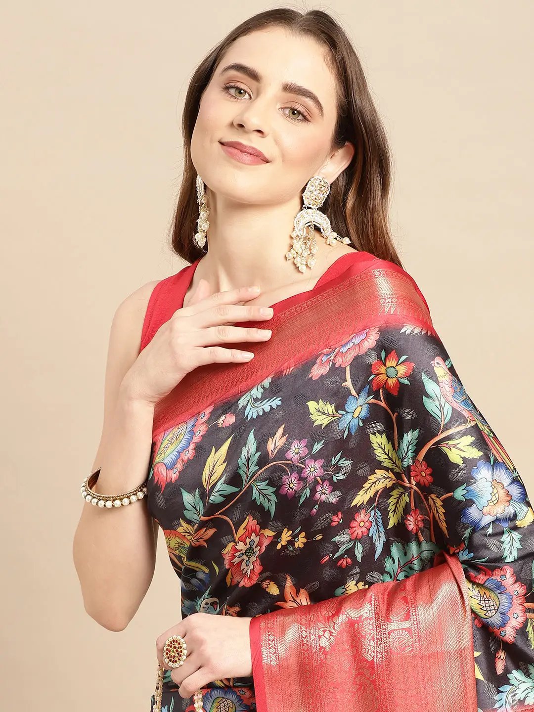 Kalamkari Pattu Banarasi Silk Saree 