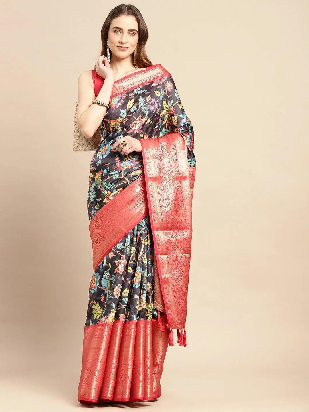 Kalamkari Pattu Banarasi Silk Saree 