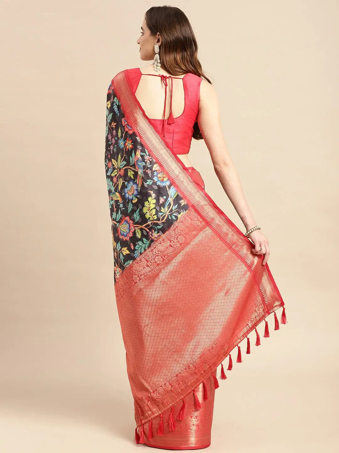 Kalamkari Pattu Banarasi Silk Saree 