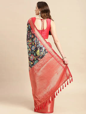 Kalamkari Pattu Banarasi Silk Saree 