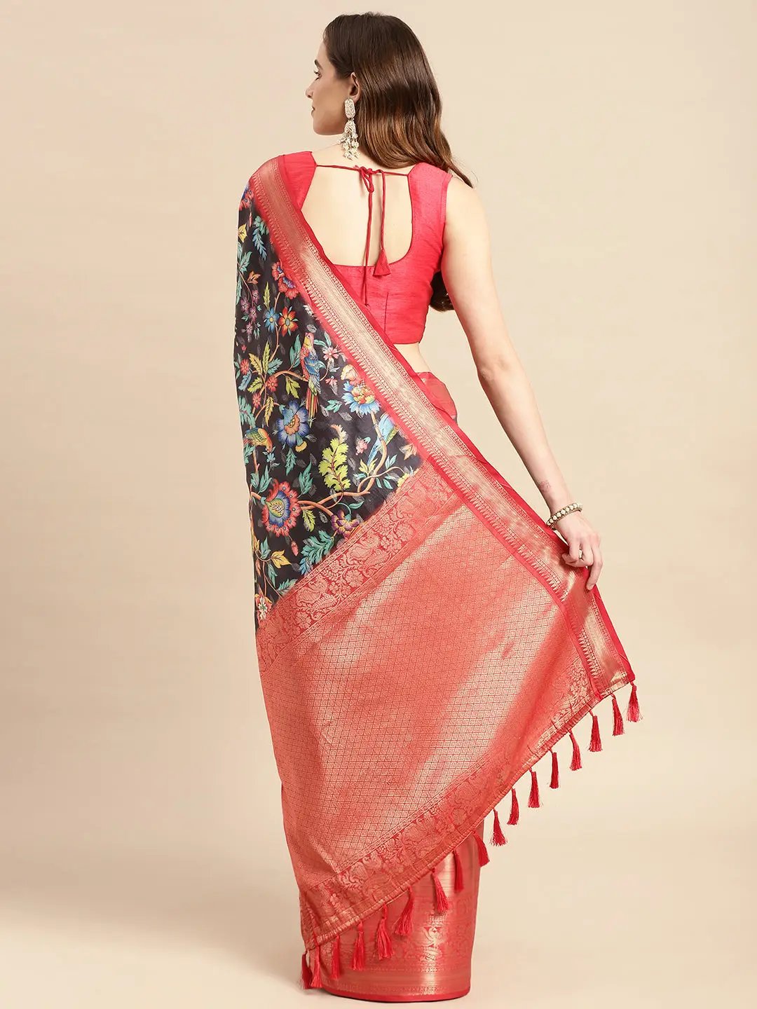 Kalamkari Pattu Banarasi Silk Saree 