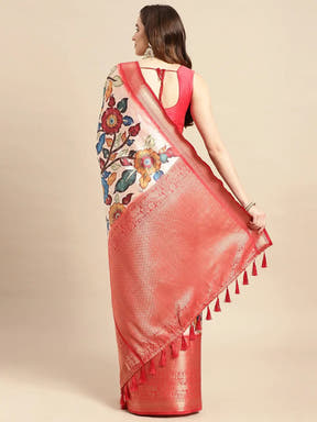 Kalamkari Pattu Banarasi Silk Saree 
