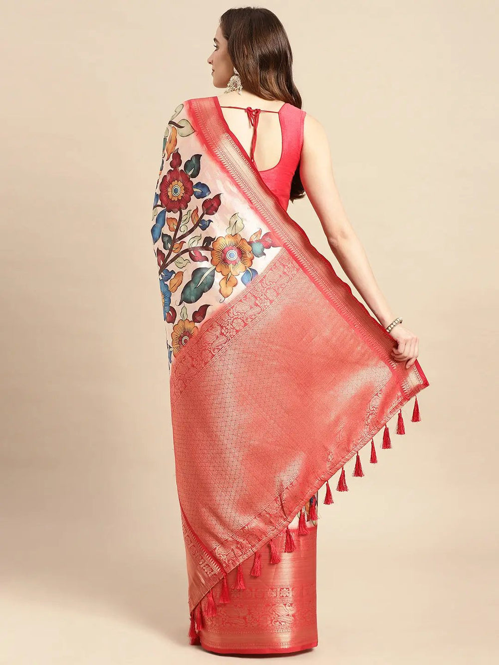 Kalamkari Pattu Banarasi Silk Saree 