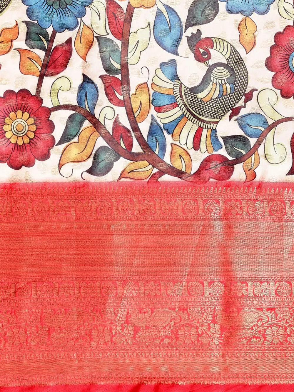 Kalamkari Pattu Banarasi Silk Saree 