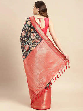 Kalamkari Pattu Banarasi Silk Saree 
