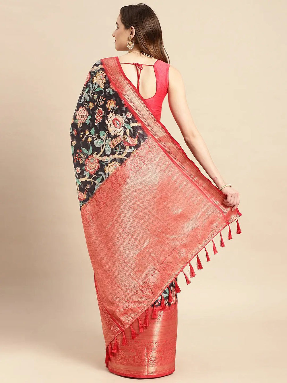 Kalamkari Pattu Banarasi Silk Saree 