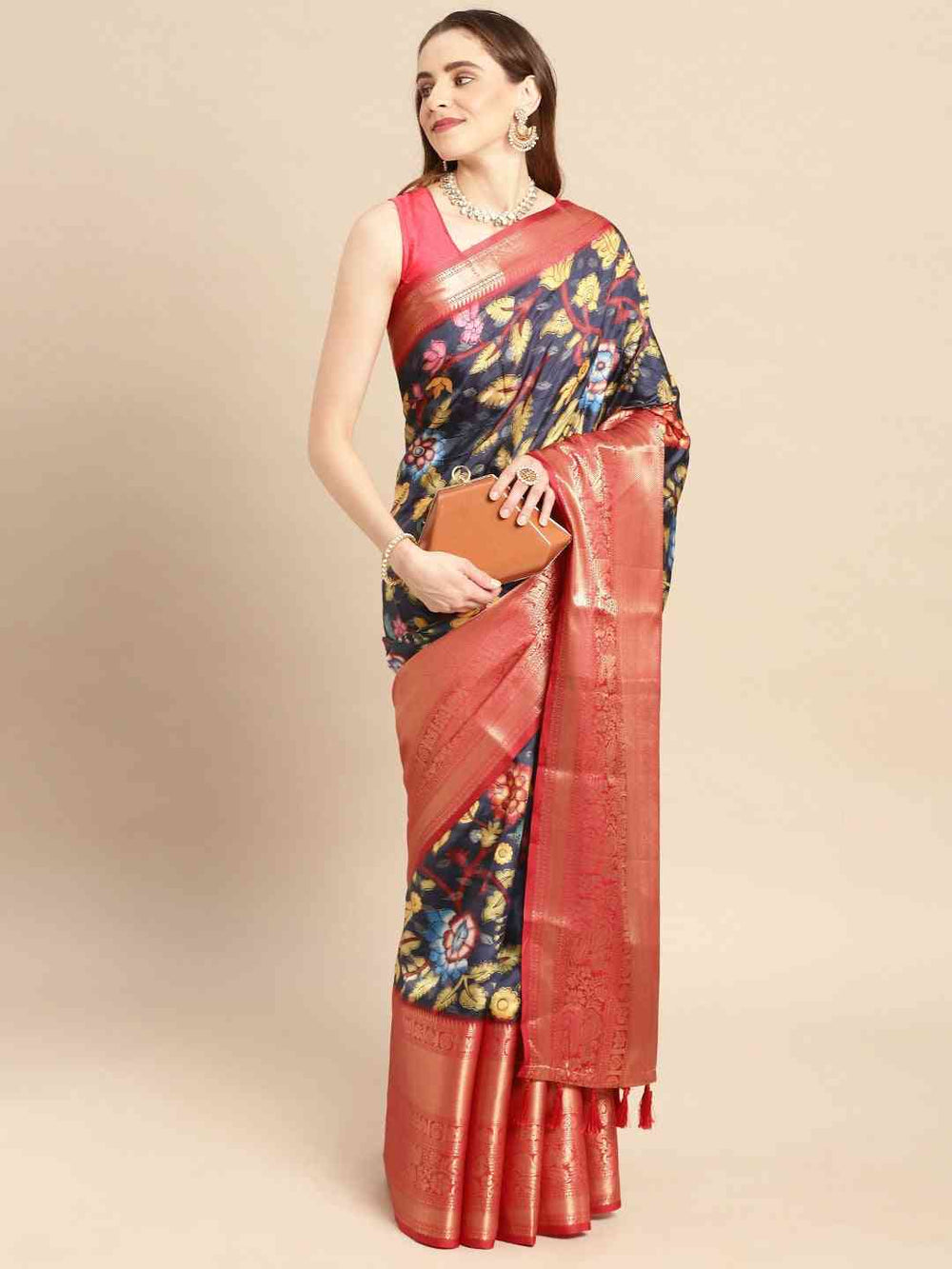 Kalamkari Pattu Banarasi Silk Saree 