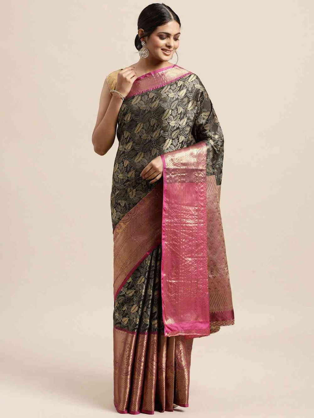 Stylish Kanjivaram Silk Saree Woven Design With Zari Work