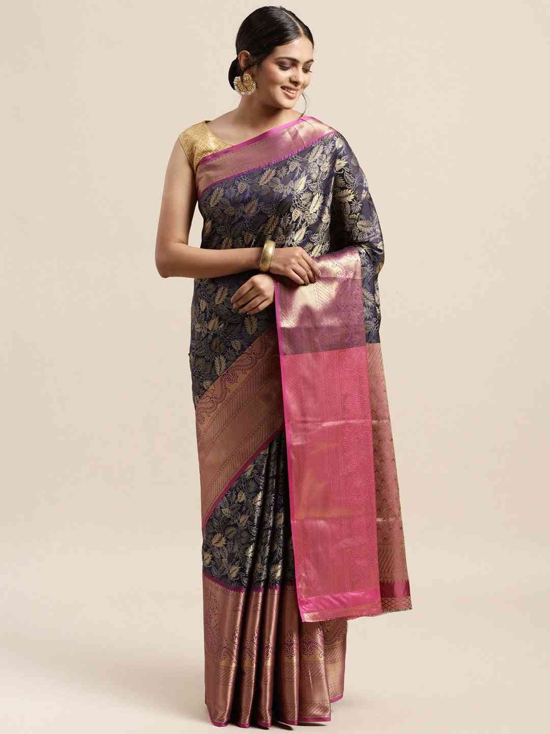 Stylish Kanjivaram Silk Saree Woven Design With Zari Work