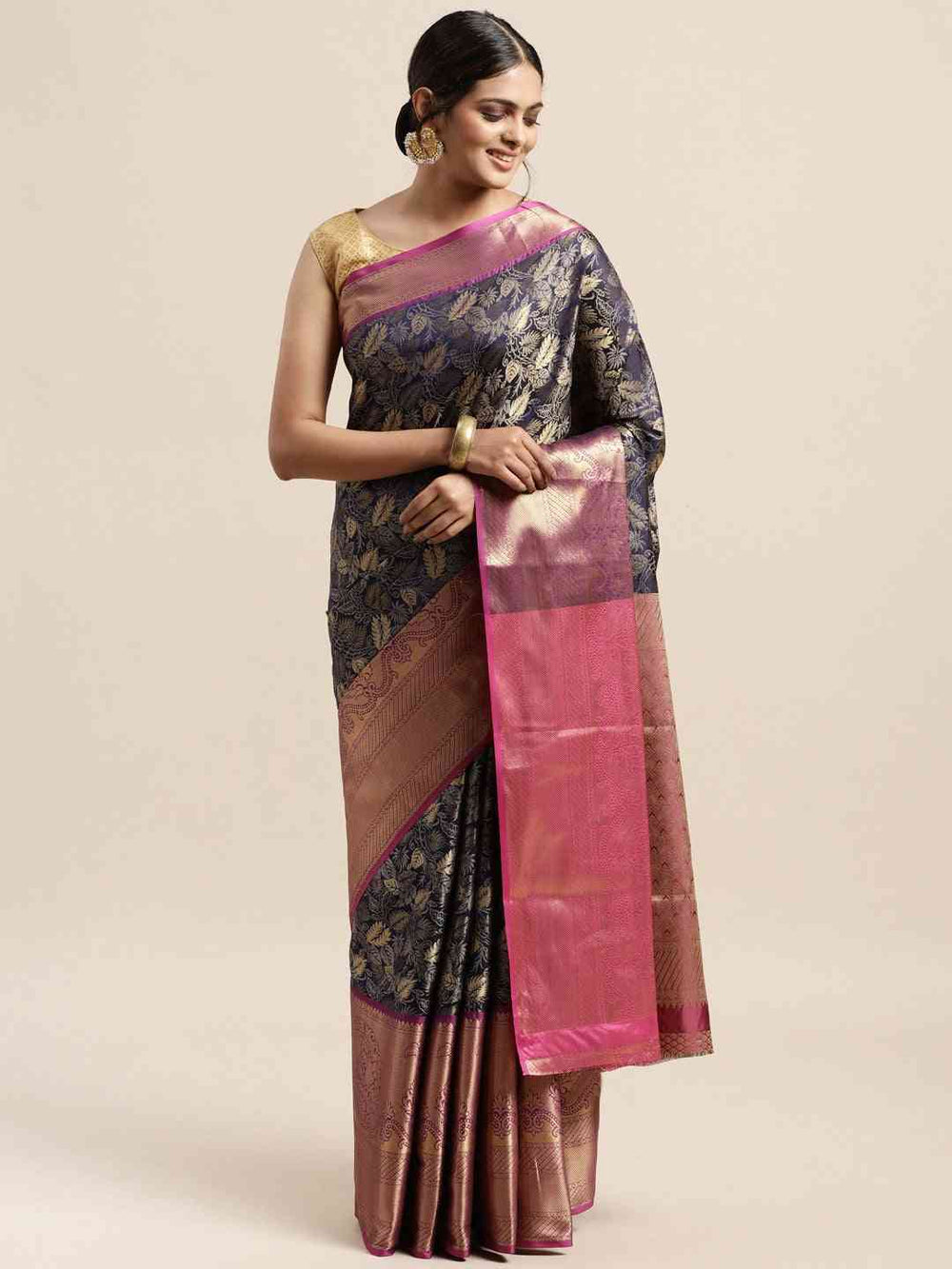 Stylish Kanjivaram Silk Saree Woven Design With Zari Work