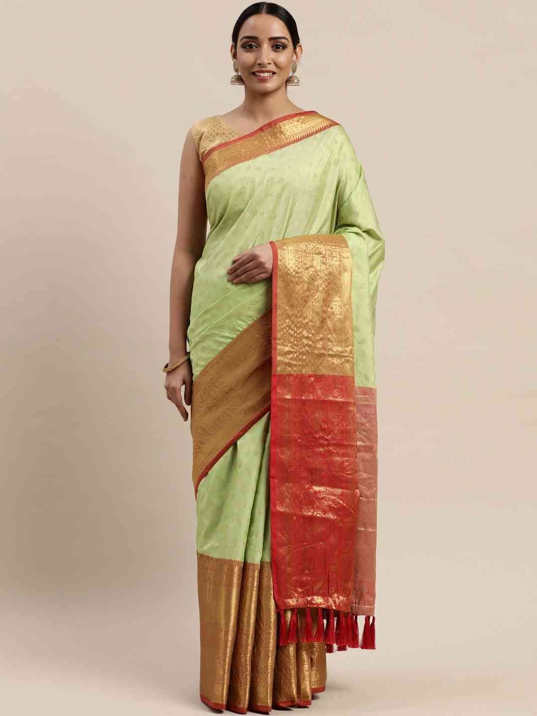  Banarasi Kanchi Pattu Saree with Ethnic Zari Motif Work