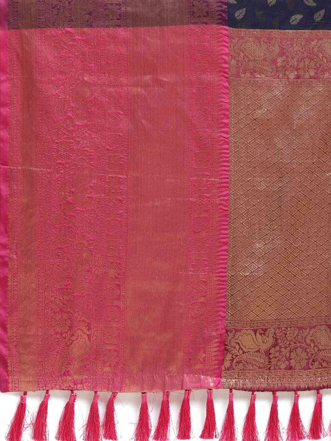  Banarasi Kanchi Pattu Saree with Ethnic Zari Motif Work