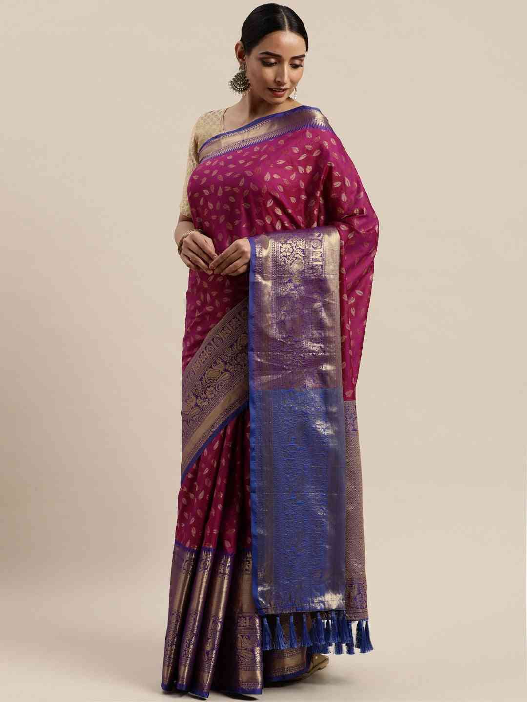  Banarasi Kanchi Pattu Saree with Ethnic Zari Motif Work