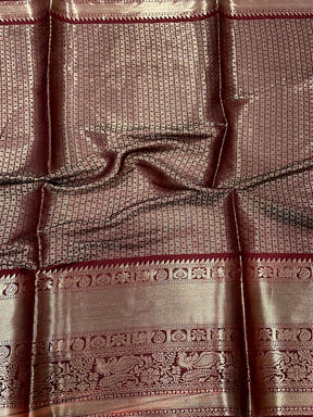 Regal Brown Soft Silk Saree With Pattu Zari Border

