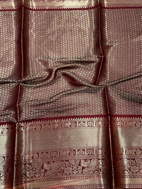 Regal Brown Soft Silk Saree With Pattu Zari Border

