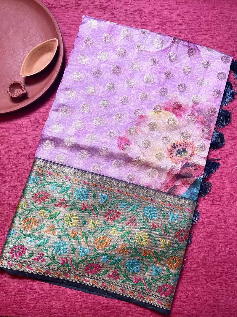 Amethyst Organza Silk Saree