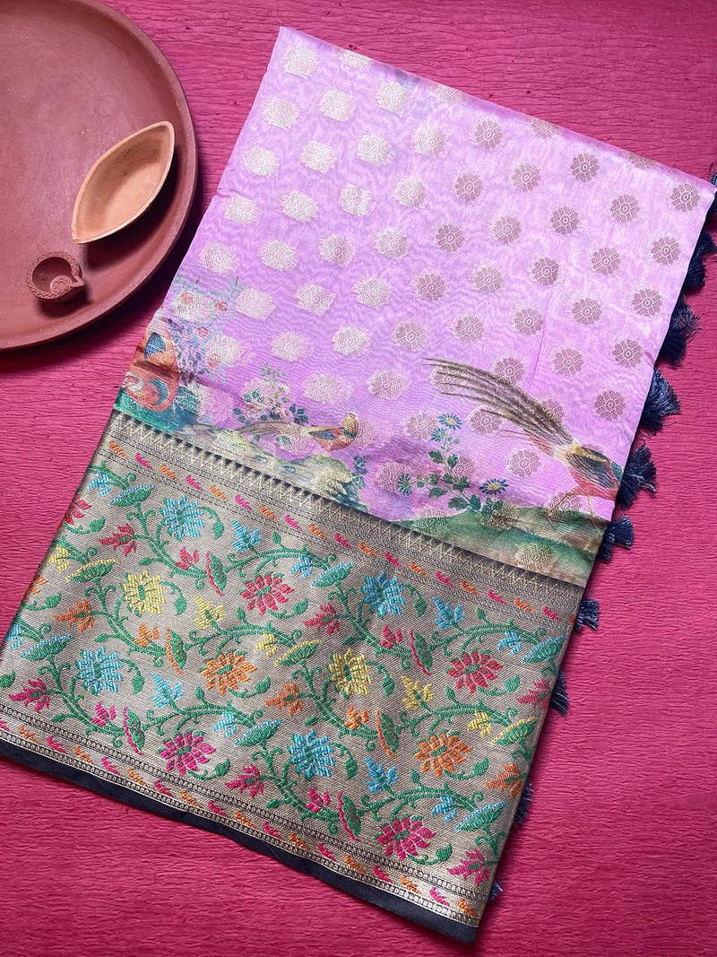 Purple Organza Silk Saree