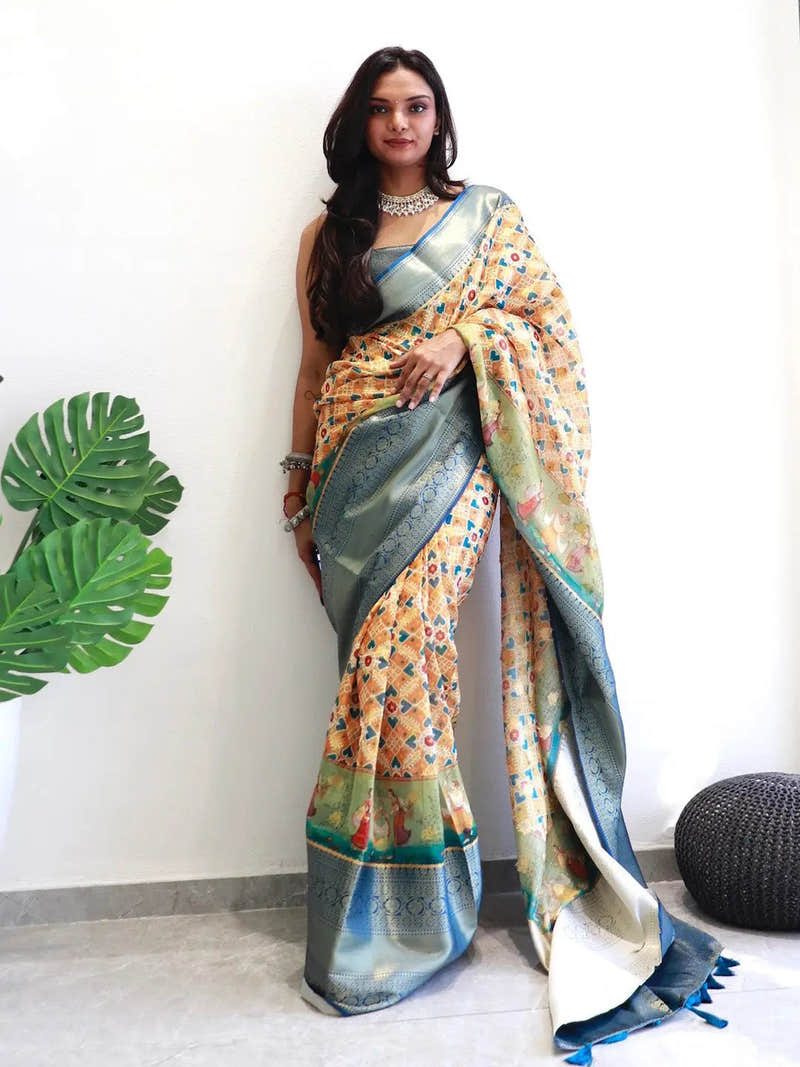 Patola Digital printed Moonga Silk Kota Doriya Designer Party Wear Saree