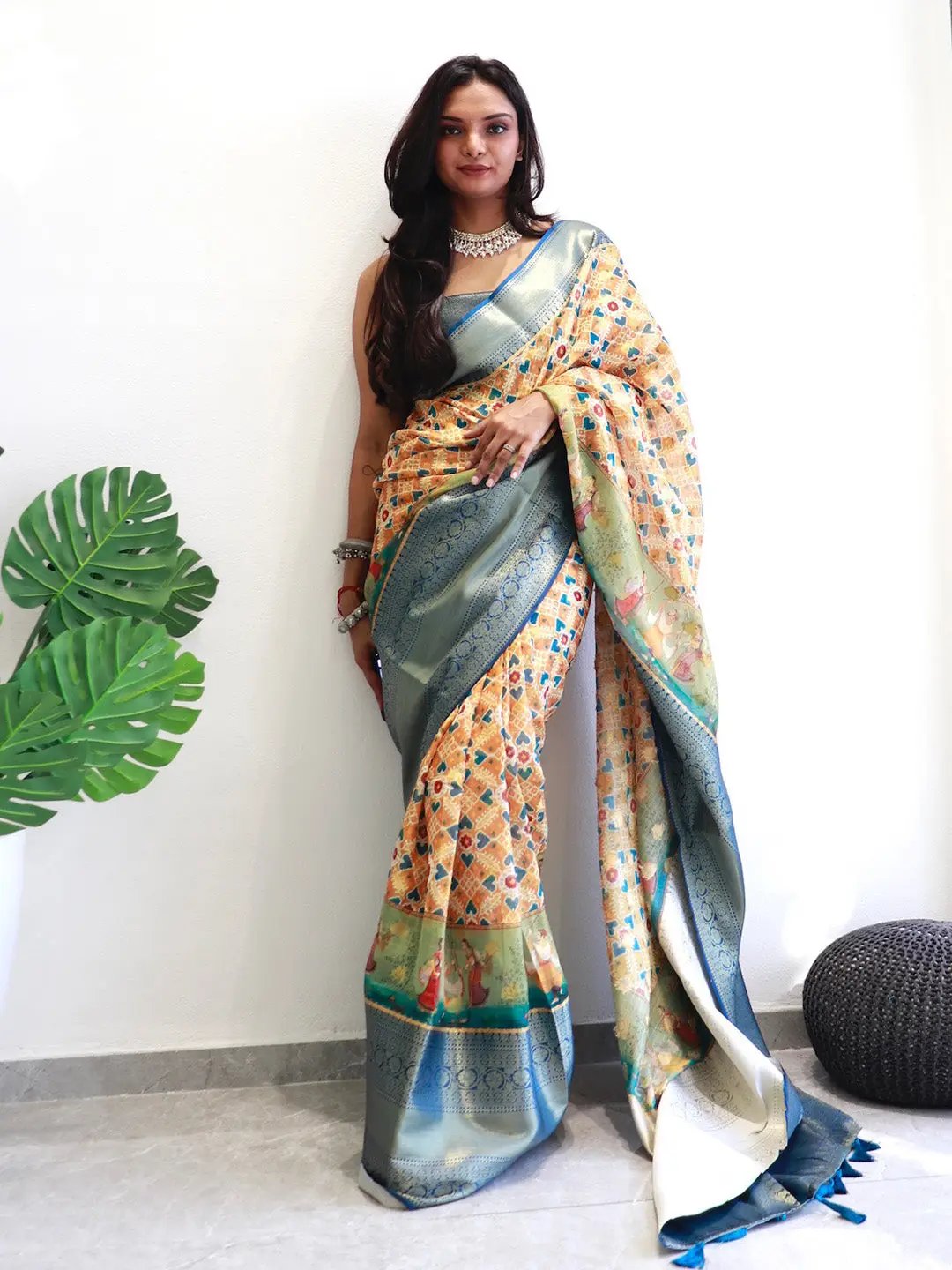 Elegant Patola digital printed Moonga silk saree with intricate design