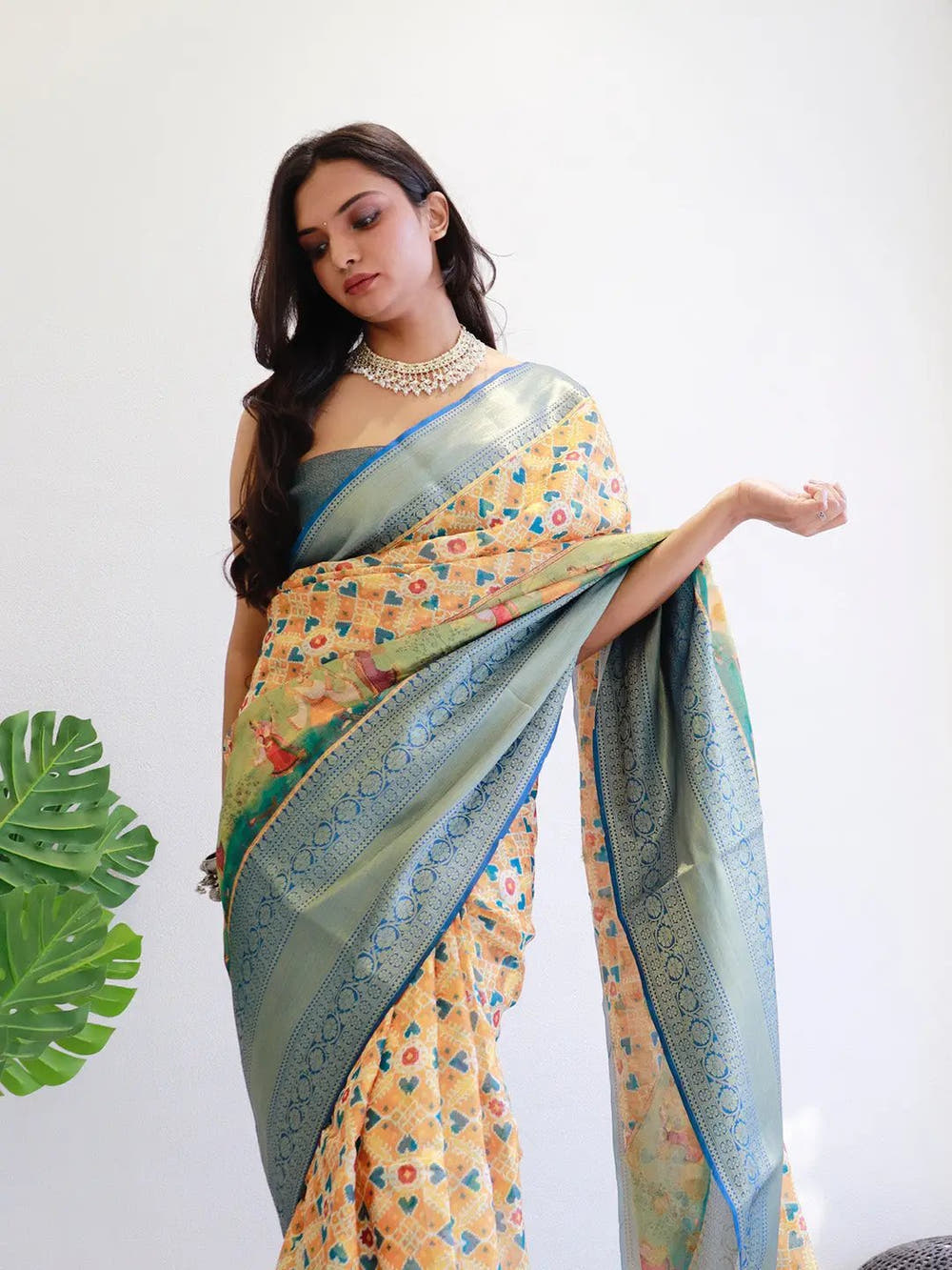 Graceful Patola digital printed saree in Moonga silk fabric