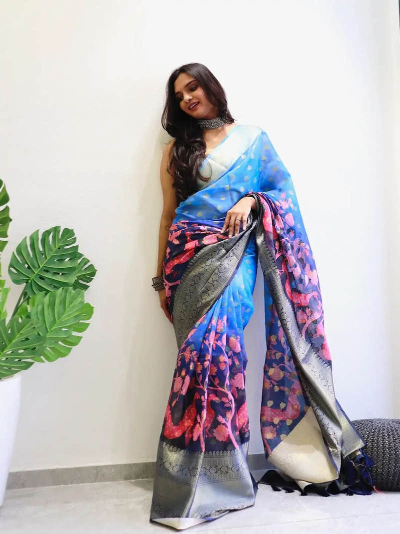 Hybrid Kalamkari Printed Kota Doriya Saree