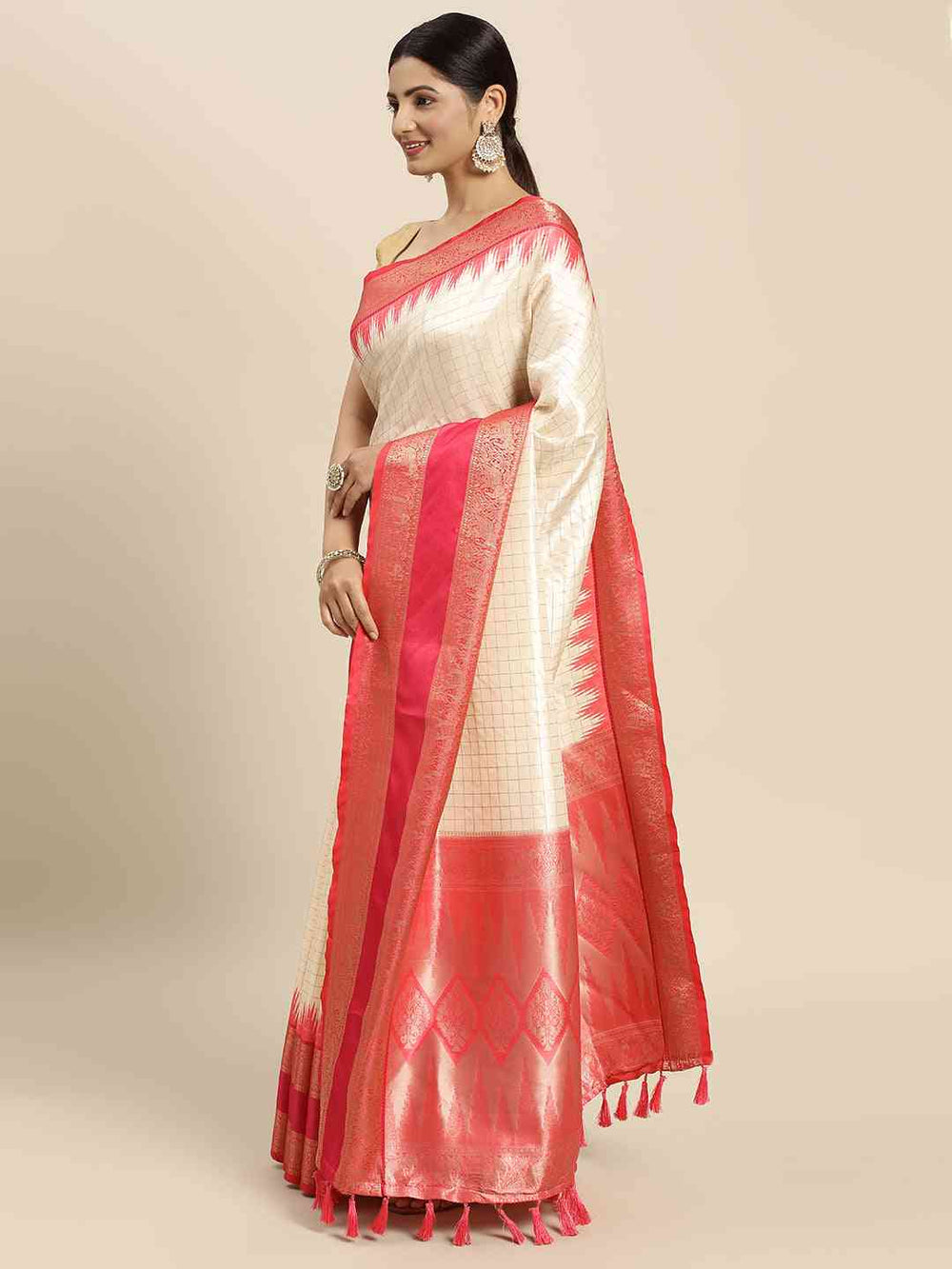  Banarasi Silk Gadwal Pattu Saree With Zari weaving