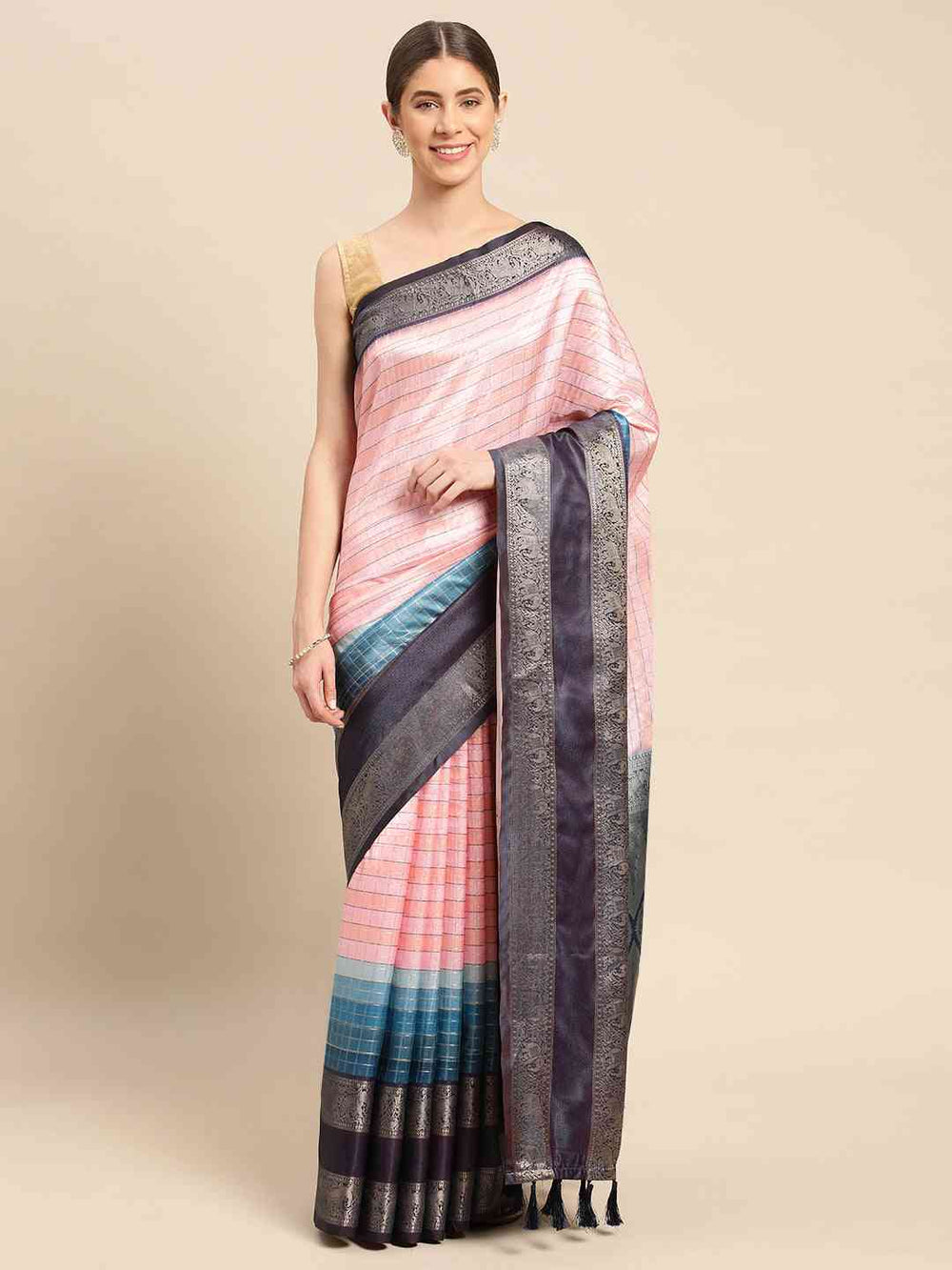  Digital Kalamkari Pattu Banarasi Silk Saree