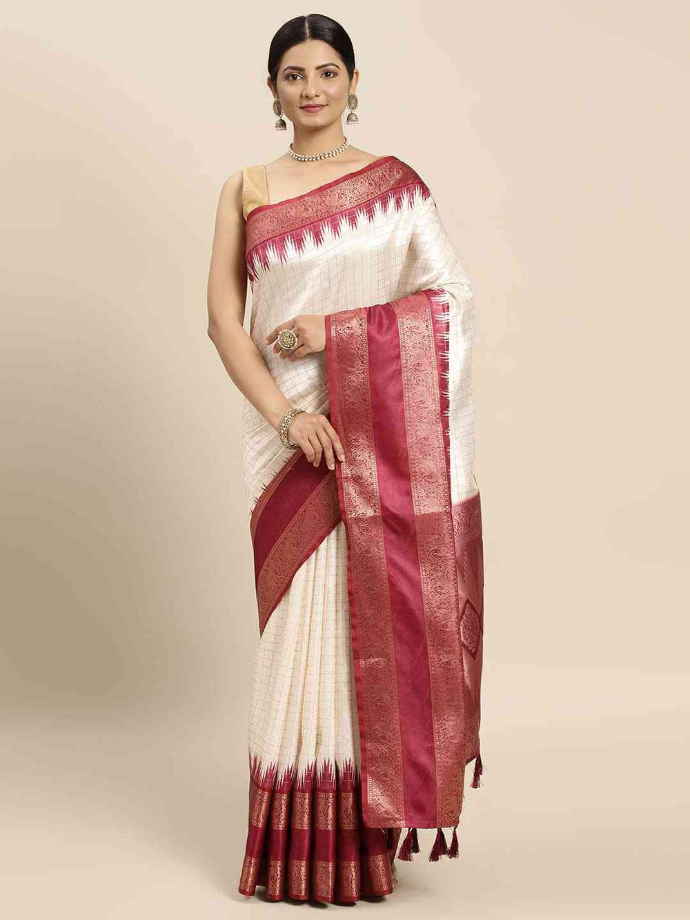  Banarasi Silk Gadwal Pattu Saree With Zari weaving