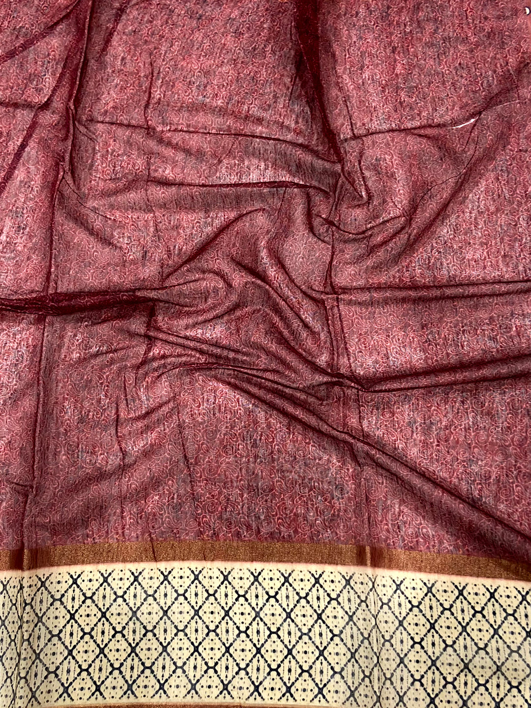 Maroon Chanderi Phulkari Floral Sulb Saree