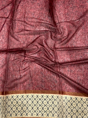 Maroon Chanderi Phulkari Floral Sulb Saree