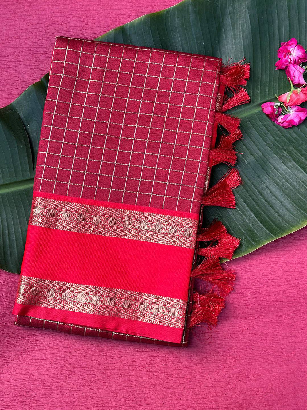 Maroon Silk Woven Kanchi Banarasi Saree
