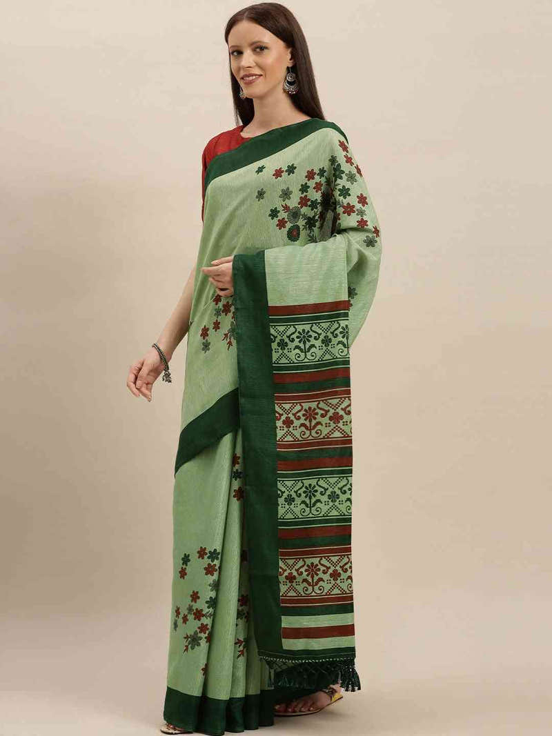Stylish Silk Saree With Solid Floral Print