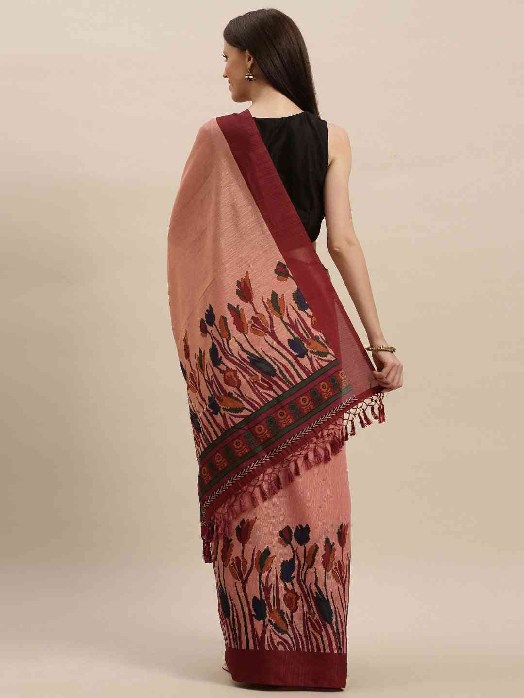 Stylish Silk Saree with Floral Print 