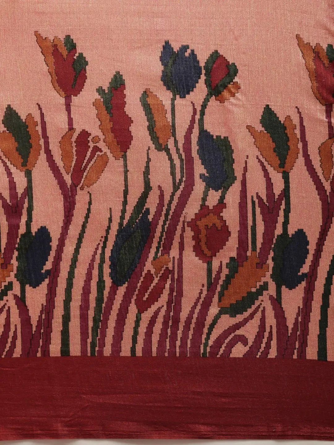 Stylish Silk Saree with Floral Print 