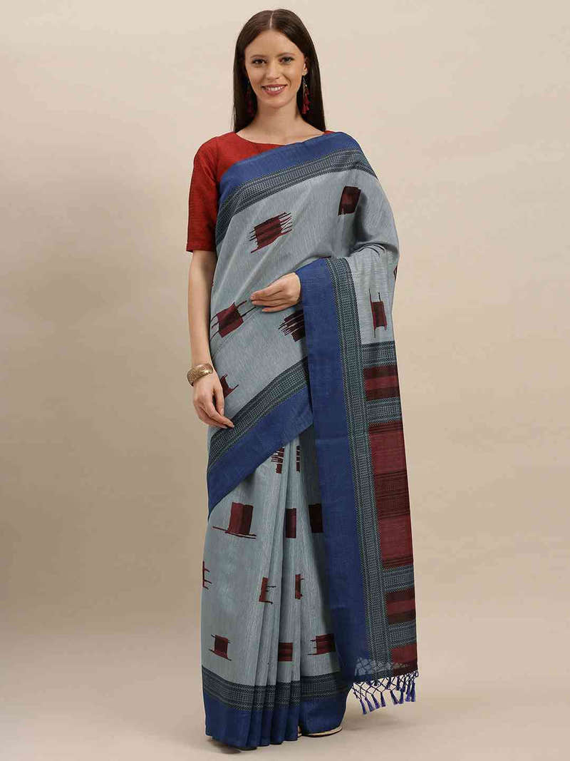 Beautiful Silk Saree With Geometric Prints