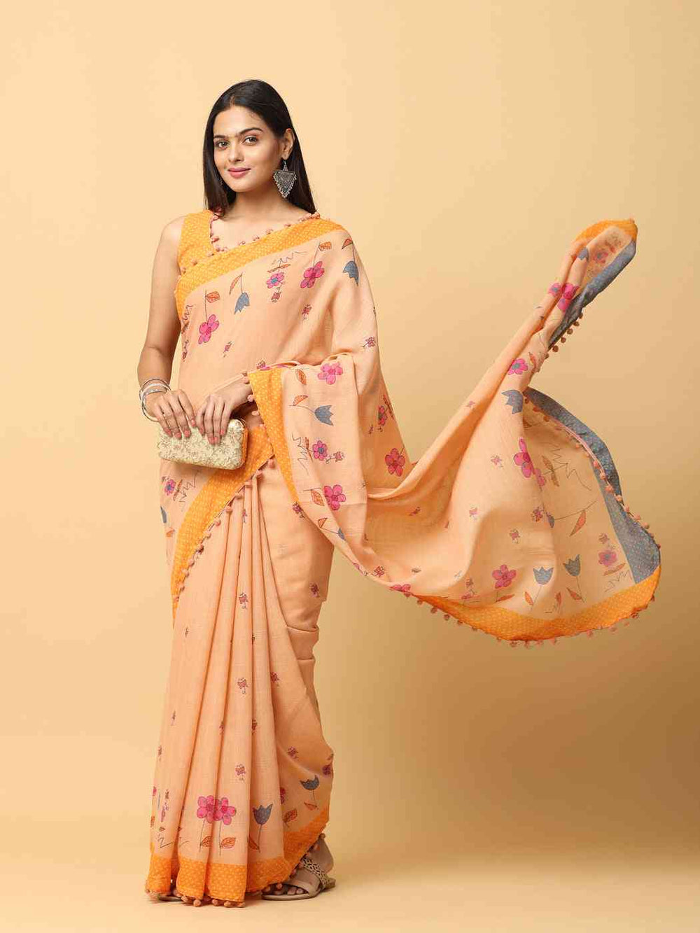 Pure Slab Cotton Trendy Block Print Designer Saree