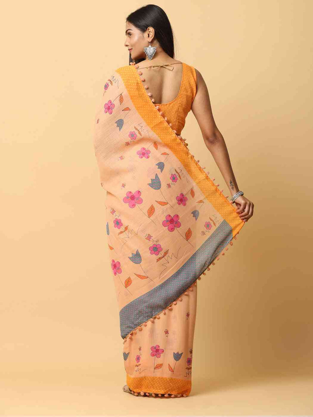 Pure Slab Cotton Trendy Block Print Designer Saree