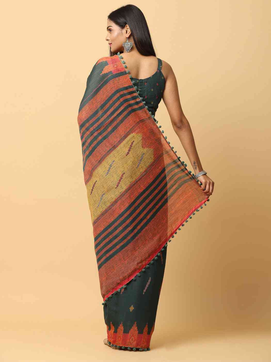 Pure Slab Cotton Trendy Block Print Designer Saree