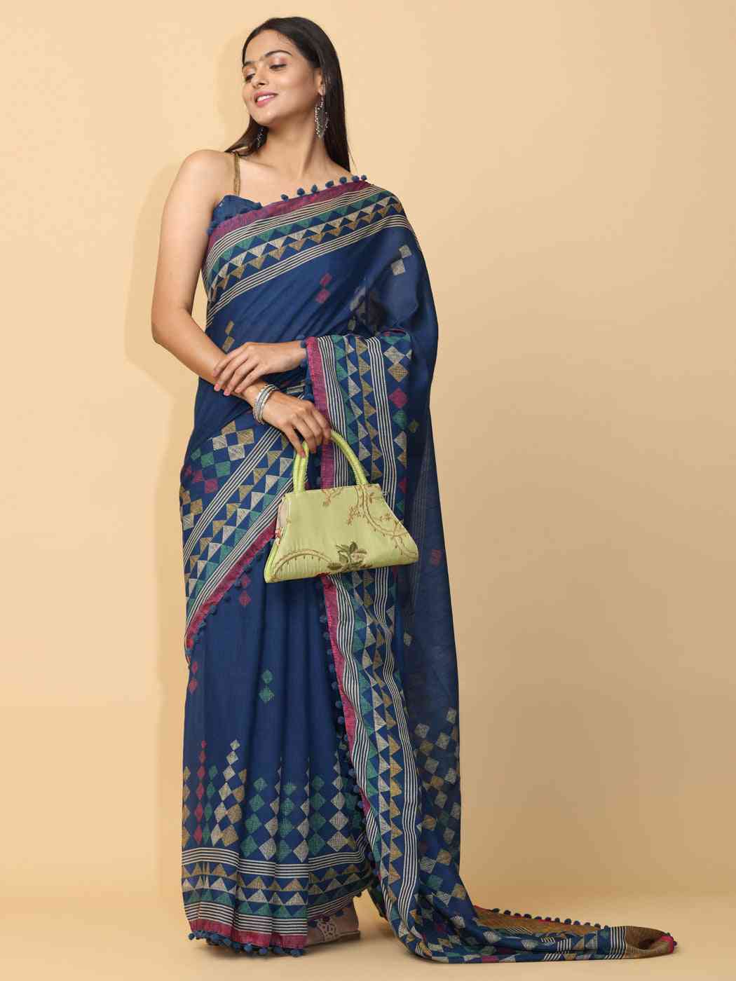 Pure Slab Cotton Trendy Block Print Designer Saree