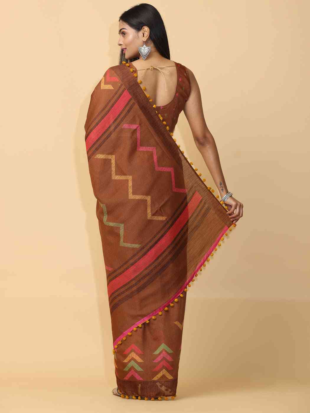 Pure Slab Cotton Trendy Block Print Designer Saree