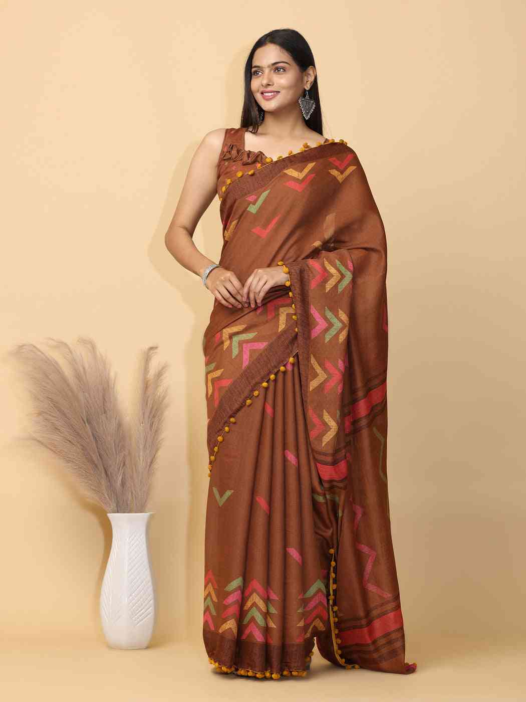 Pure Slab Cotton Trendy Block Print Designer Saree